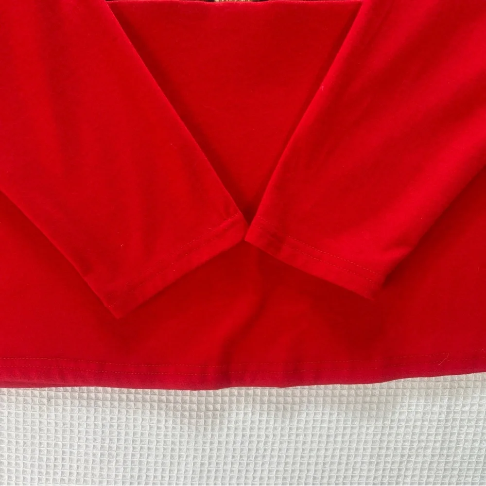 Women's Red, Black, and Leopard Print Long Sleeve Top Size M - Picture 2 of 7